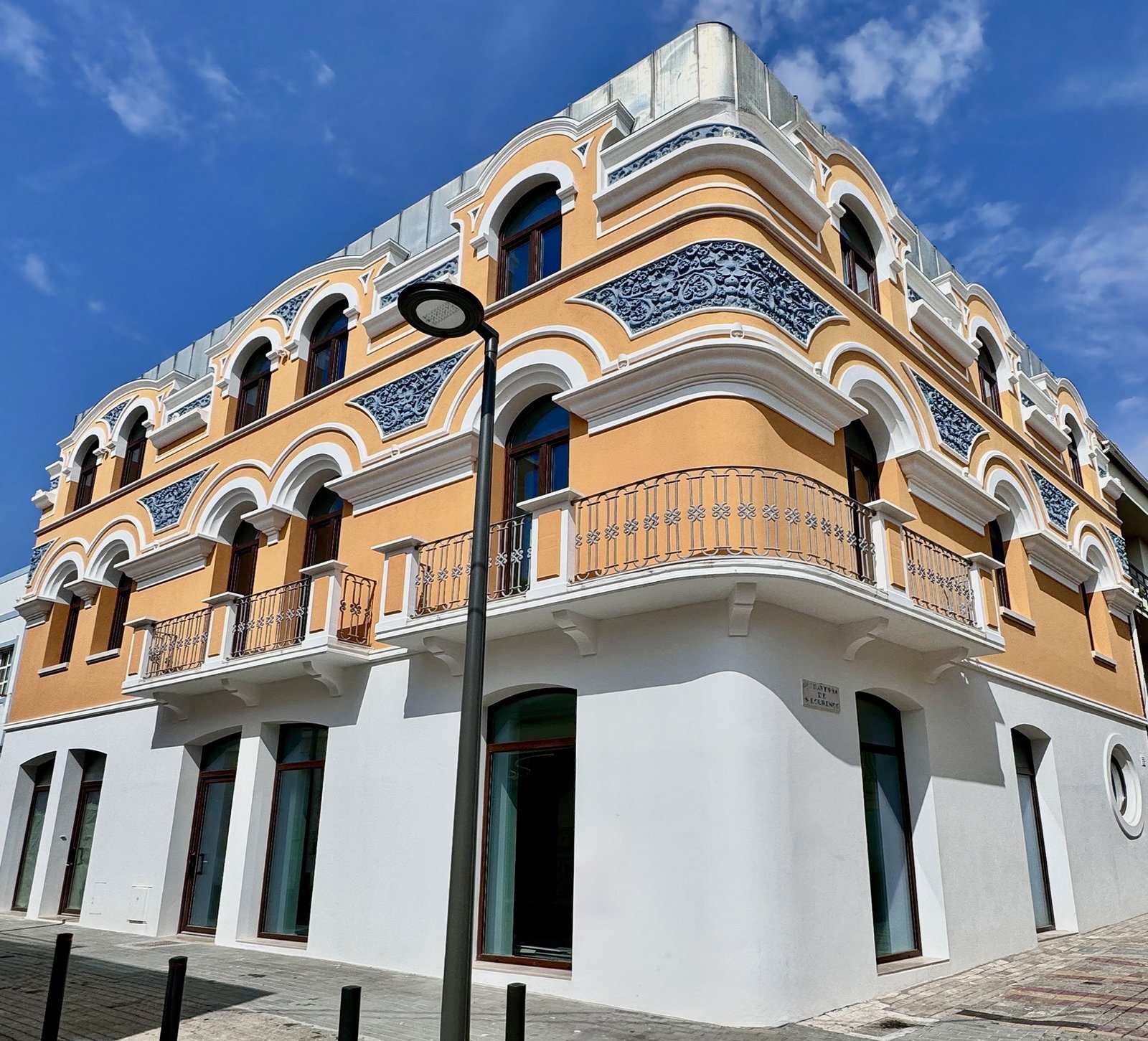 The restored 1925 facade of Glamour Apartments in Figueira da Foz